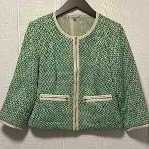 CAbi Green and Cream Patterned Blazer